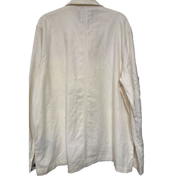7 FOR ALL MANKIND Shirt Jacket Ecru Brown Top Stitching Button Patch Pockets XL - Picture 2 of 16